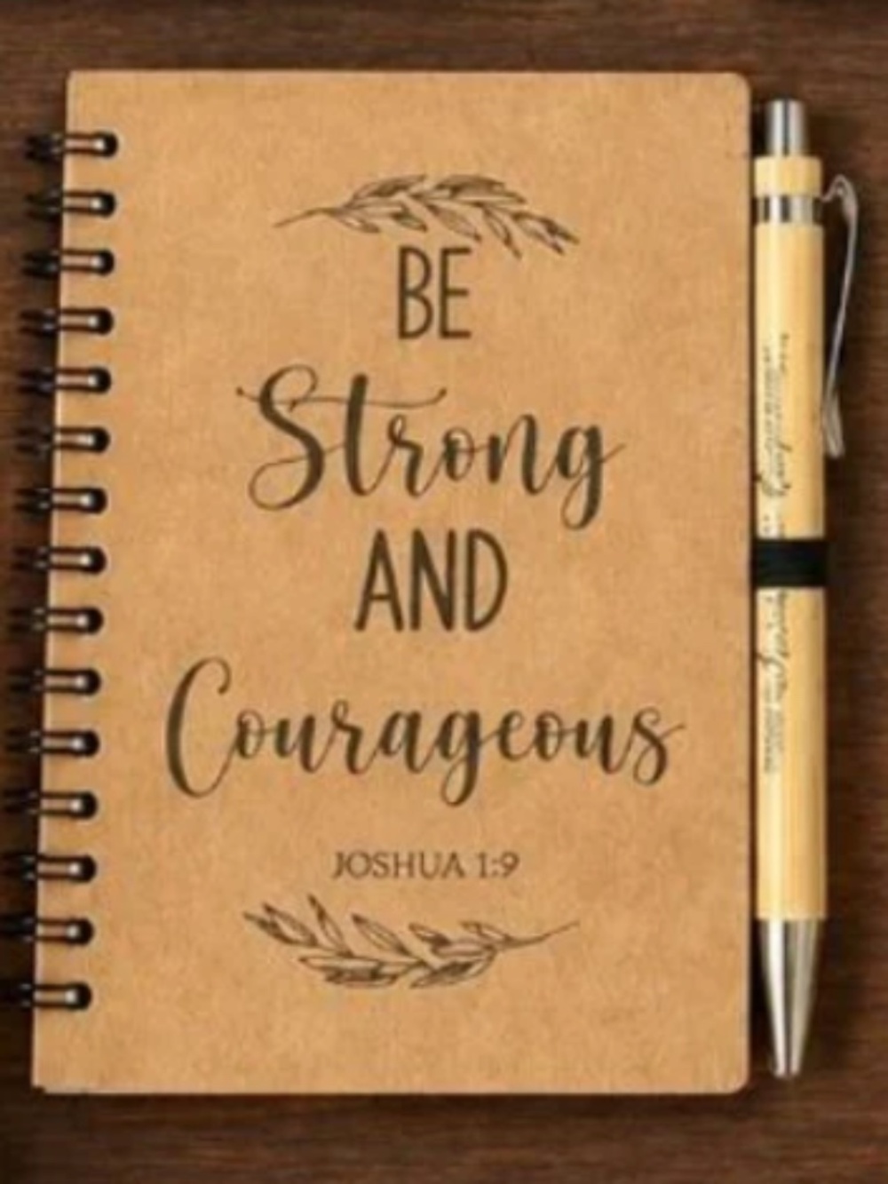 Christian Scripture Notebook & Bamboo Pen Gift Set JOSHUA 1:9 NEW